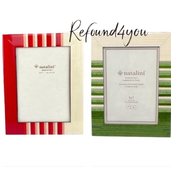Natalini – ‘Stripes Christmas bundle’ wood picture frames. 5” x 7” NWT Last one!
